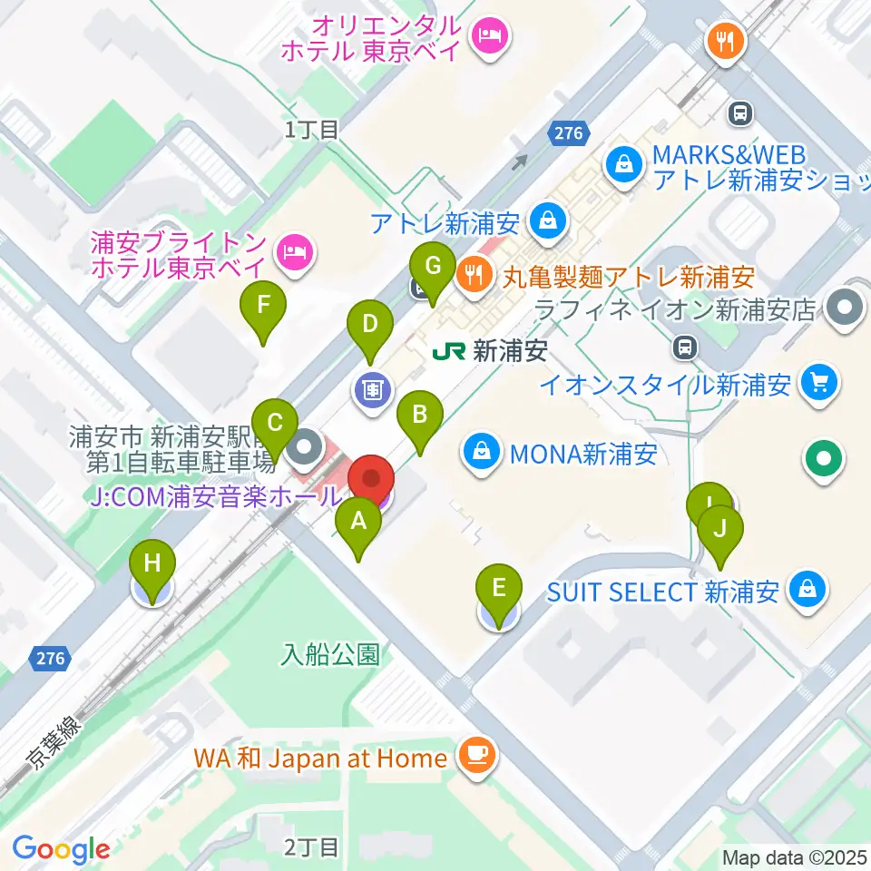 J:COM 浦安音楽ホール周辺の駐車場・コインパーキング一覧地図