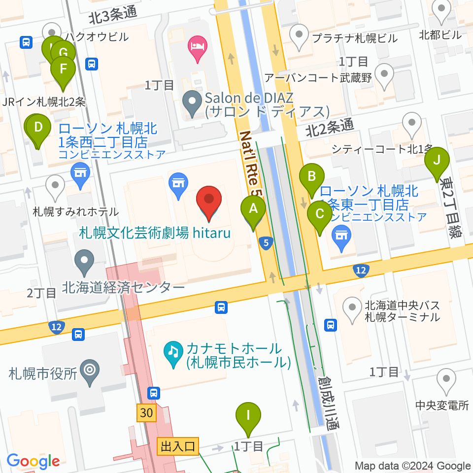 札幌文化芸術劇場 hitaru周辺の駐車場・コインパーキング一覧地図