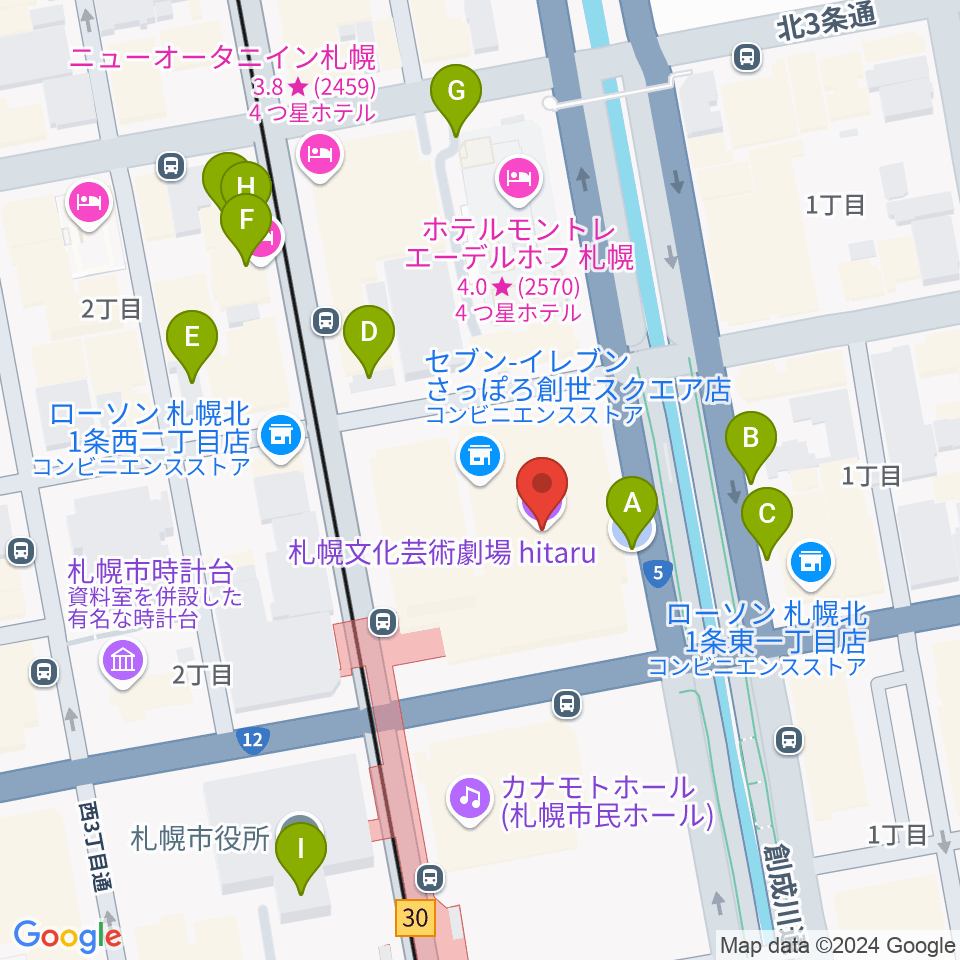 札幌文化芸術劇場 hitaru周辺の駐車場・コインパーキング一覧地図