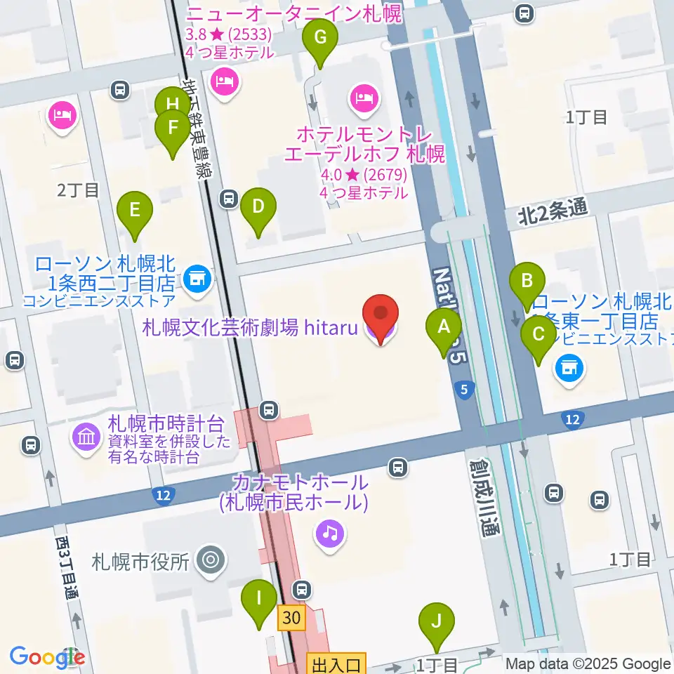 札幌文化芸術劇場 hitaru周辺の駐車場・コインパーキング一覧地図