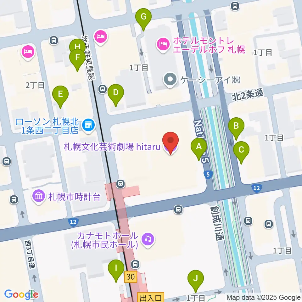 札幌文化芸術劇場 hitaru周辺の駐車場・コインパーキング一覧地図