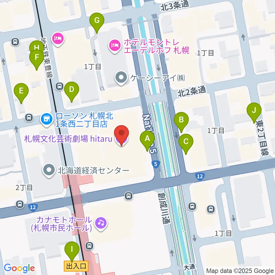 札幌文化芸術劇場 hitaru周辺の駐車場・コインパーキング一覧地図