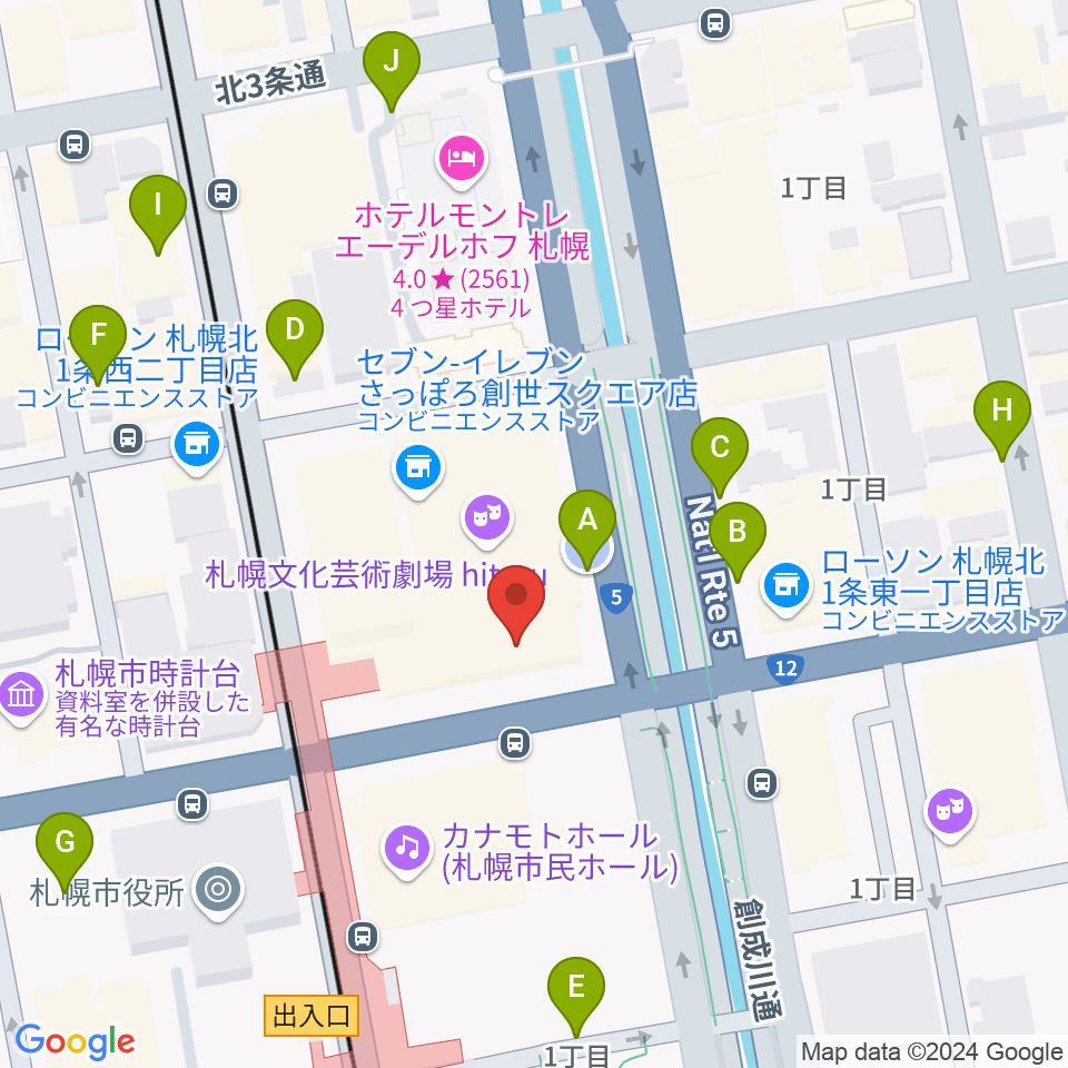 札幌文化芸術交流センターSCARTS周辺の駐車場・コインパーキング一覧地図