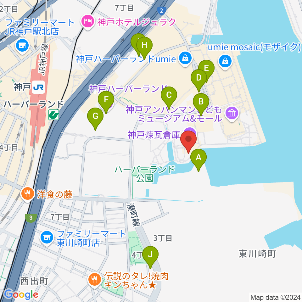 神戸煉瓦倉庫 K-wave周辺の駐車場・コインパーキング一覧地図