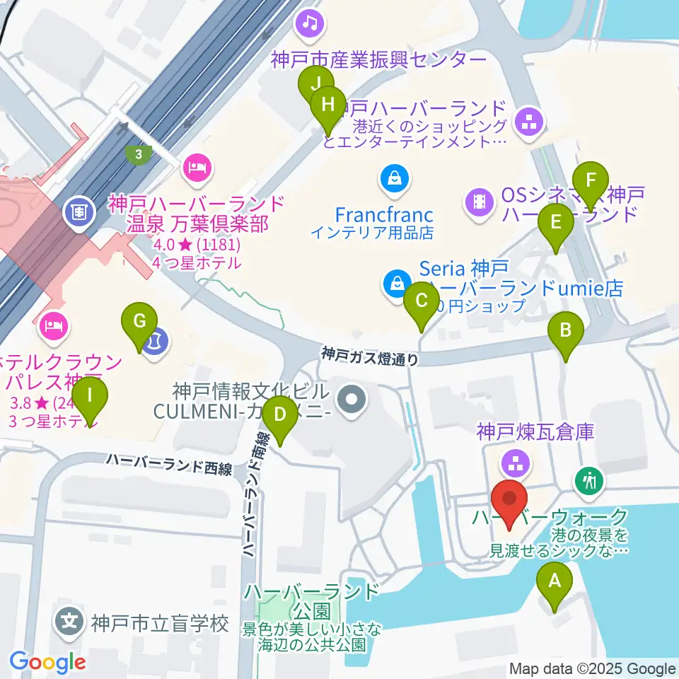 神戸煉瓦倉庫 K-wave周辺の駐車場・コインパーキング一覧地図