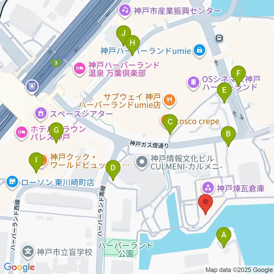神戸煉瓦倉庫 K-wave周辺の駐車場・コインパーキング一覧地図