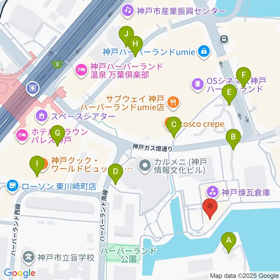 神戸煉瓦倉庫 K-wave周辺の駐車場・コインパーキング一覧地図