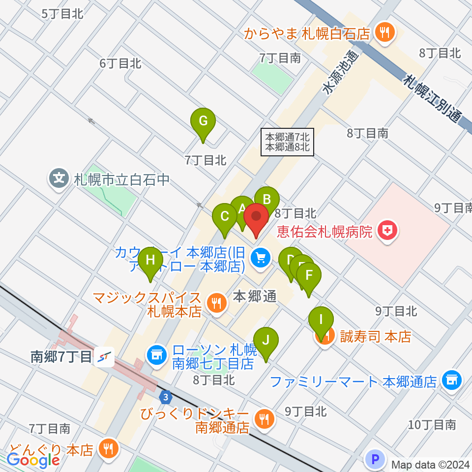 札幌エルナイン周辺の駐車場・コインパーキング一覧地図