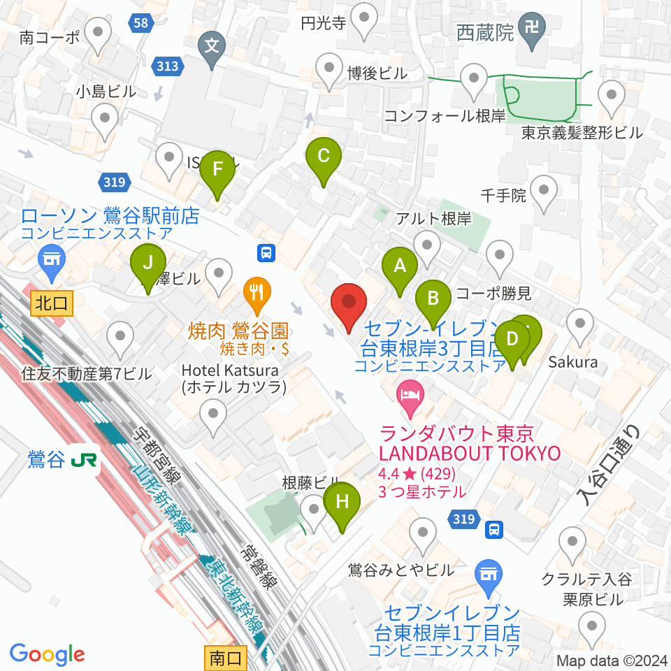 BUZZ上野周辺の駐車場・コインパーキング一覧地図