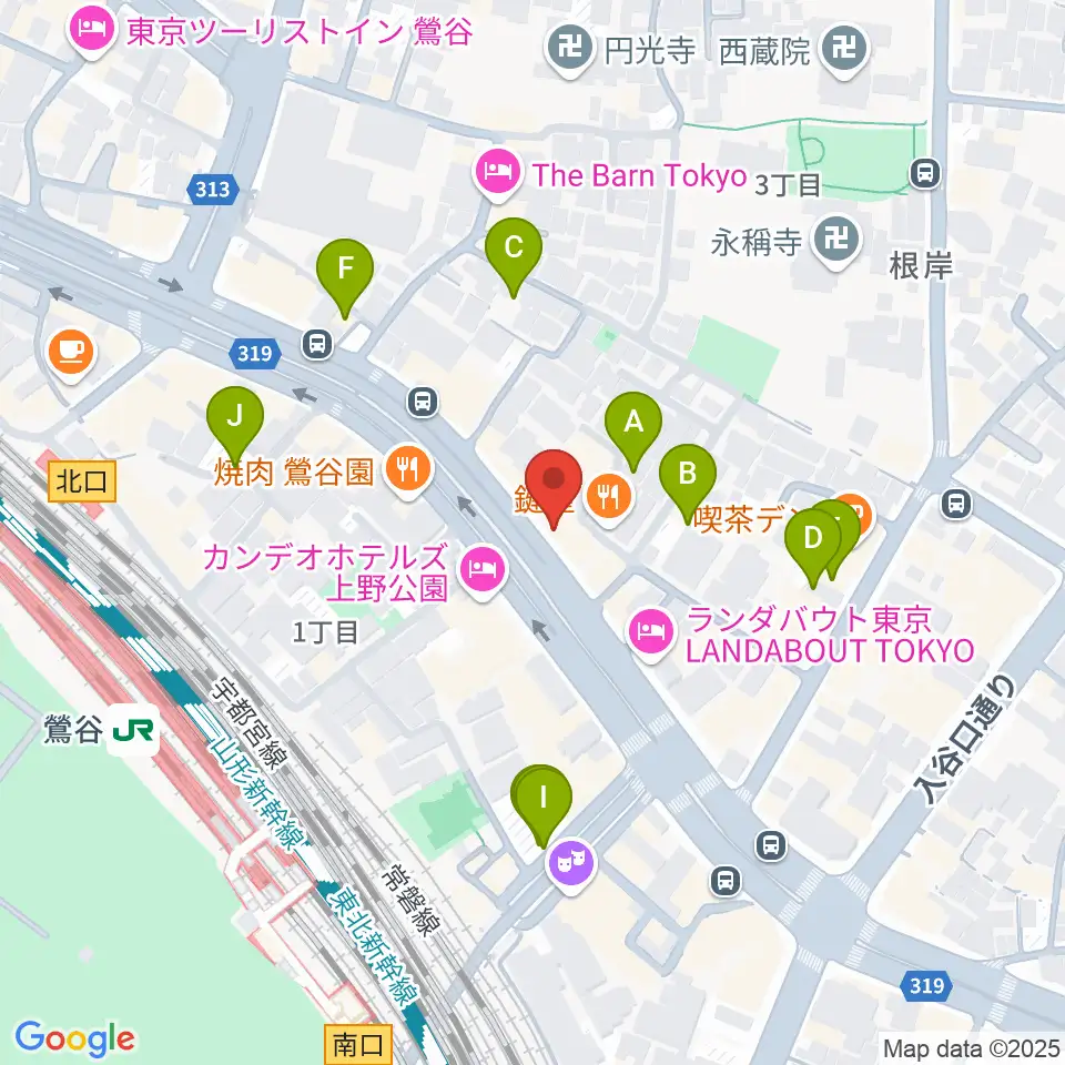 BUZZ上野周辺の駐車場・コインパーキング一覧地図