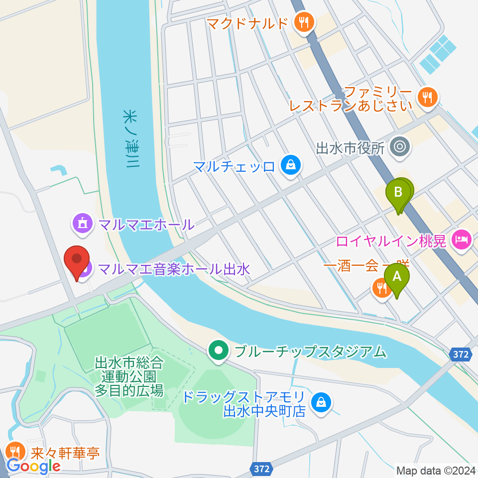 マルマエ音楽ホール出水周辺の駐車場・コインパーキング一覧地図