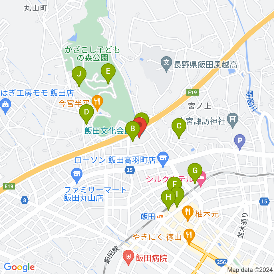 飯田文化会館周辺の駐車場・コインパーキング一覧地図