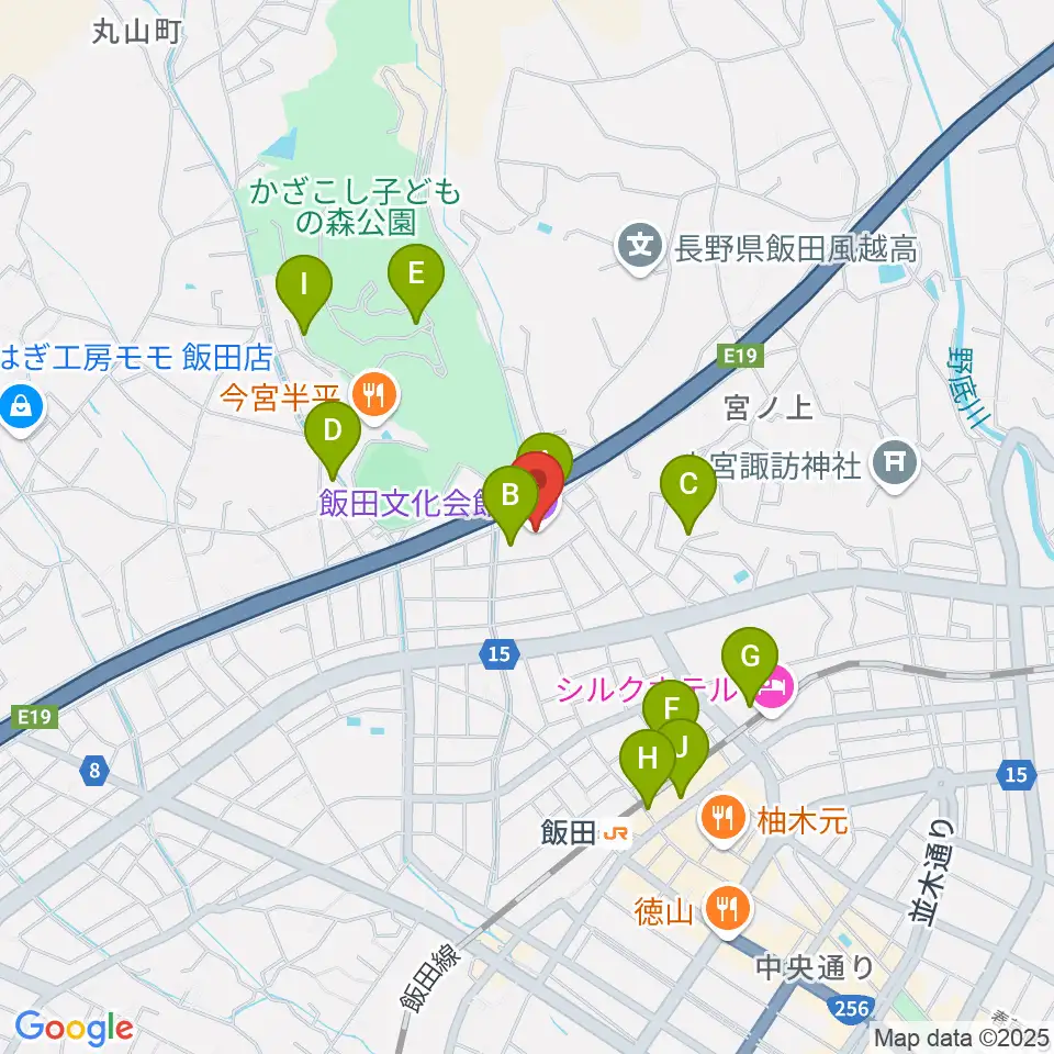 飯田文化会館周辺の駐車場・コインパーキング一覧地図