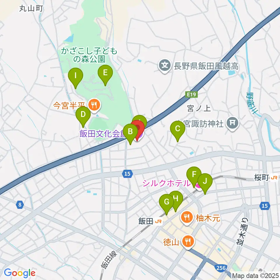 飯田文化会館周辺の駐車場・コインパーキング一覧地図
