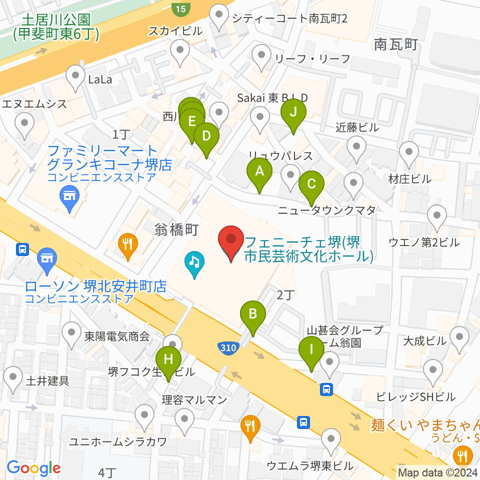 フェニーチェ堺周辺の駐車場・コインパーキング一覧地図