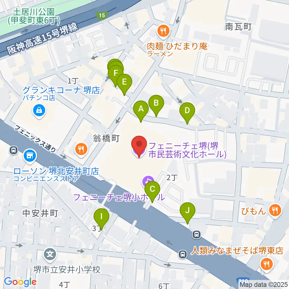 フェニーチェ堺周辺の駐車場・コインパーキング一覧地図