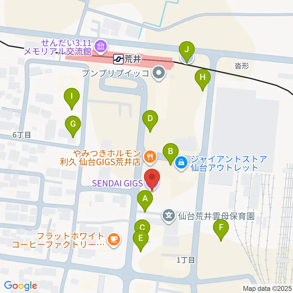 SENDAI GIGS周辺の駐車場・コインパーキング一覧地図