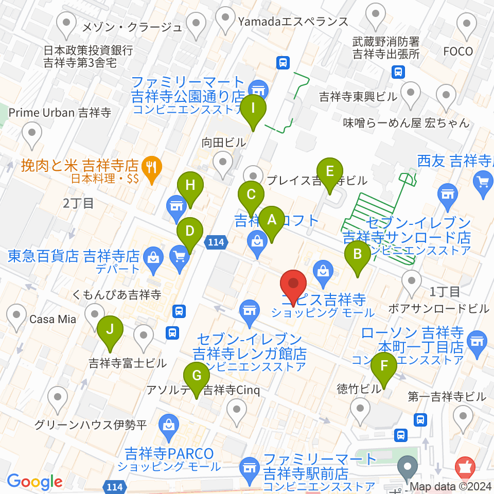 HMV record shop コピス吉祥寺周辺の駐車場・コインパーキング一覧地図