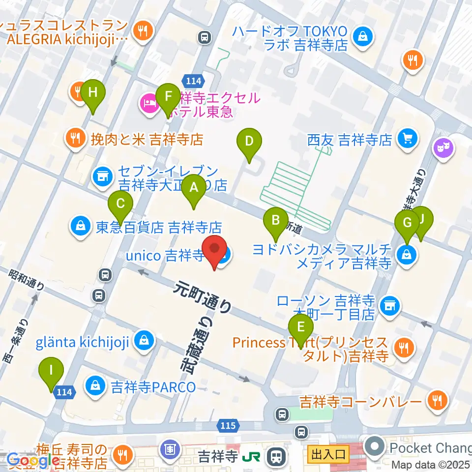 HMV record shop コピス吉祥寺周辺の駐車場・コインパーキング一覧地図