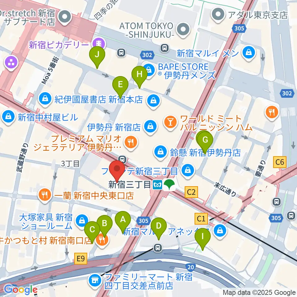 HMV record shop 新宿周辺の駐車場・コインパーキング一覧地図