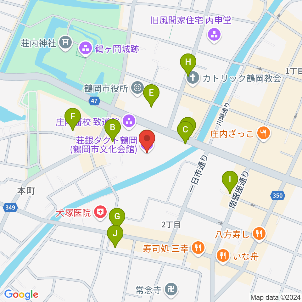 荘銀タクト鶴岡周辺の駐車場・コインパーキング一覧地図