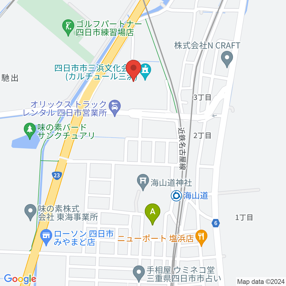 四日市市三浜文化会館 カルチュール三浜周辺の駐車場・コインパーキング一覧地図