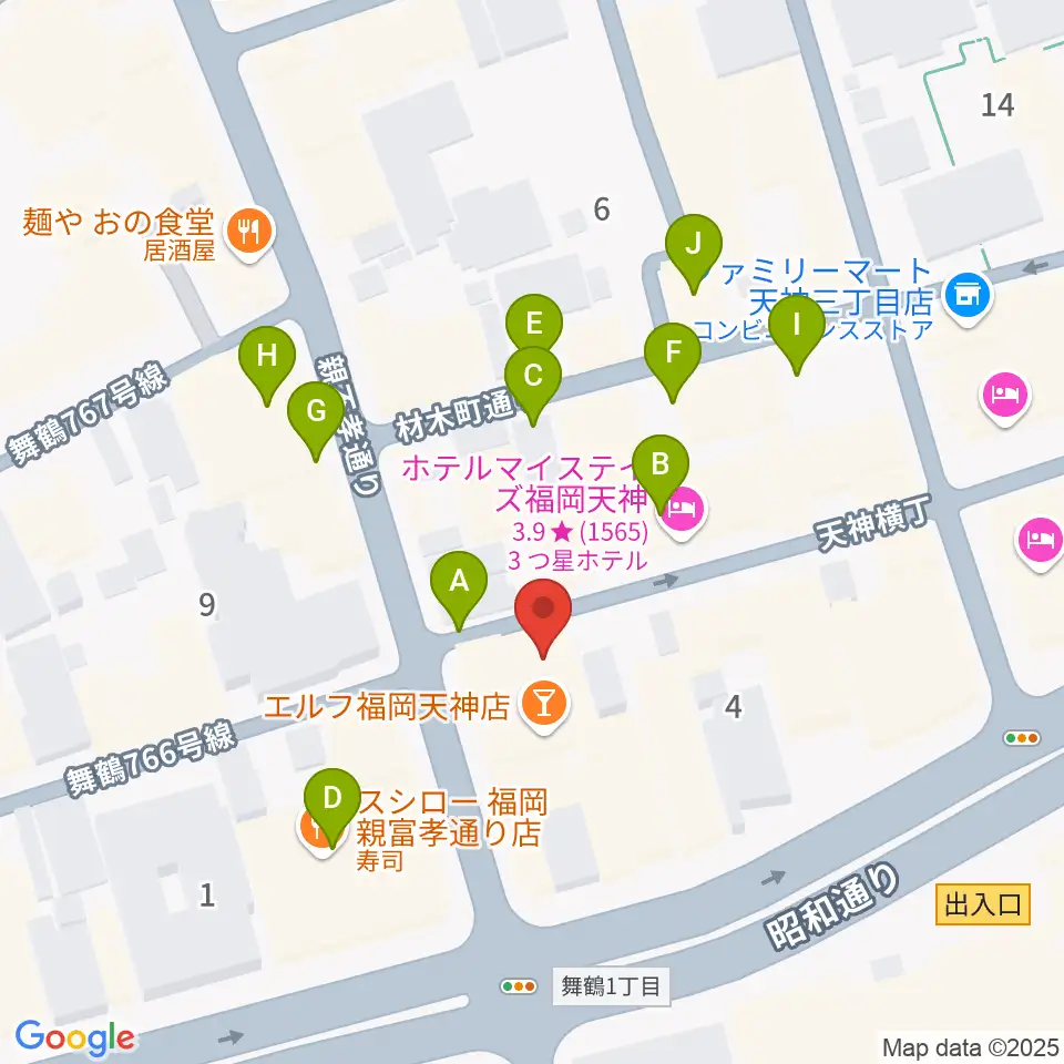 サウンドブギー天神親不孝通り店周辺の駐車場・コインパーキング一覧地図