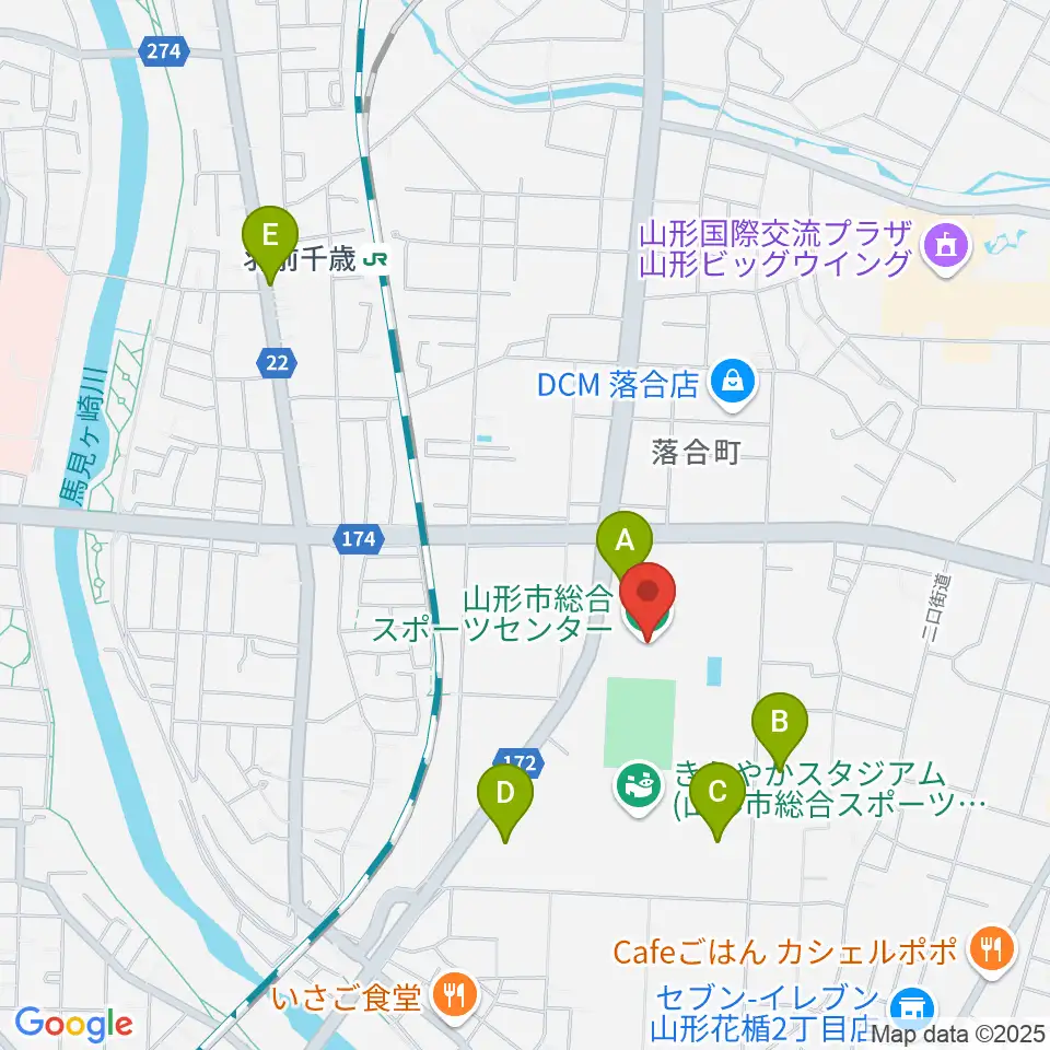 山形市総合スポーツセンター周辺の駐車場・コインパーキング一覧地図