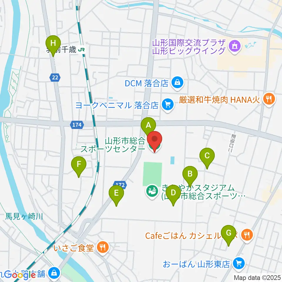 山形市総合スポーツセンター周辺の駐車場・コインパーキング一覧地図