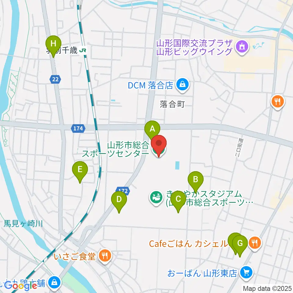 山形市総合スポーツセンター周辺の駐車場・コインパーキング一覧地図