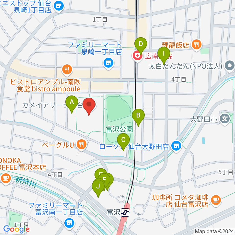 カメイアリーナ仙台周辺の駐車場・コインパーキング一覧地図