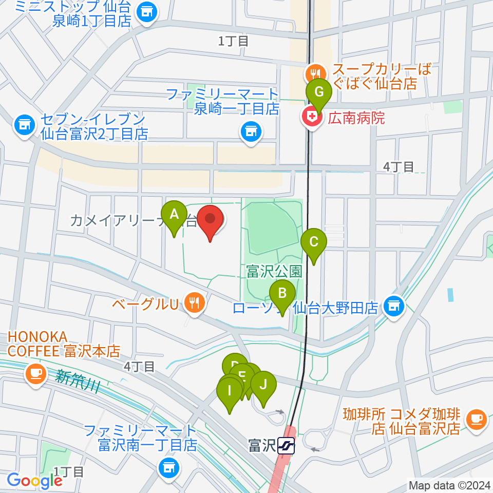 カメイアリーナ仙台周辺の駐車場・コインパーキング一覧地図