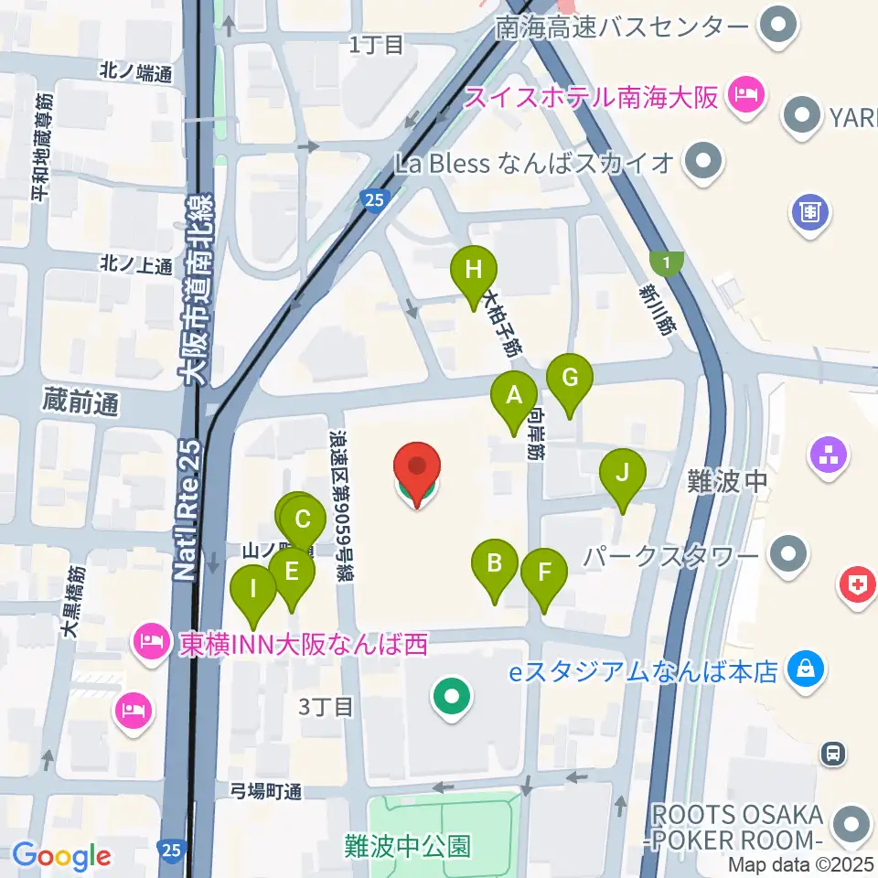 エディオンアリーナ大阪周辺の駐車場・コインパーキング一覧地図
