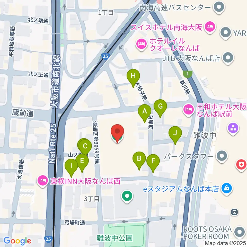 エディオンアリーナ大阪周辺の駐車場・コインパーキング一覧地図