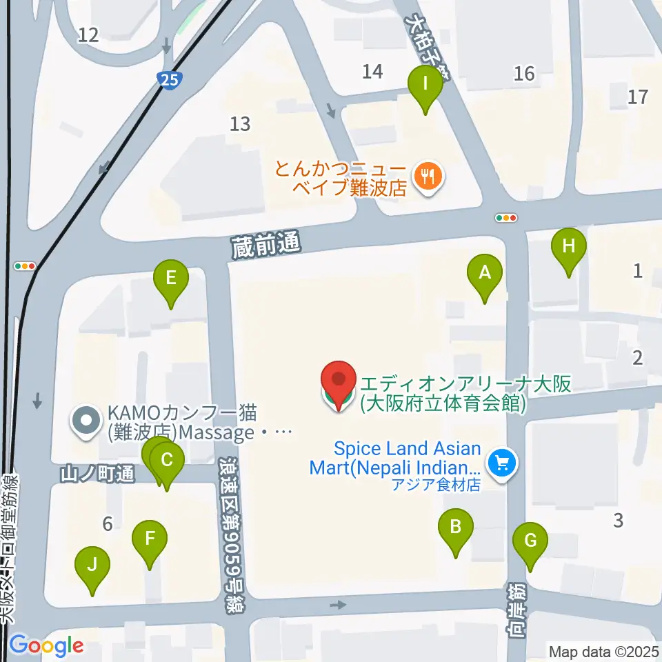 エディオンアリーナ大阪周辺の駐車場・コインパーキング一覧地図