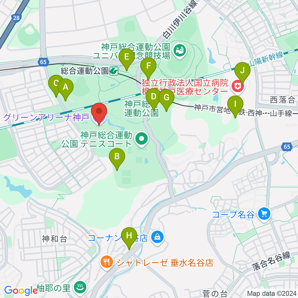 グリーンアリーナ神戸周辺の駐車場・コインパーキング一覧地図