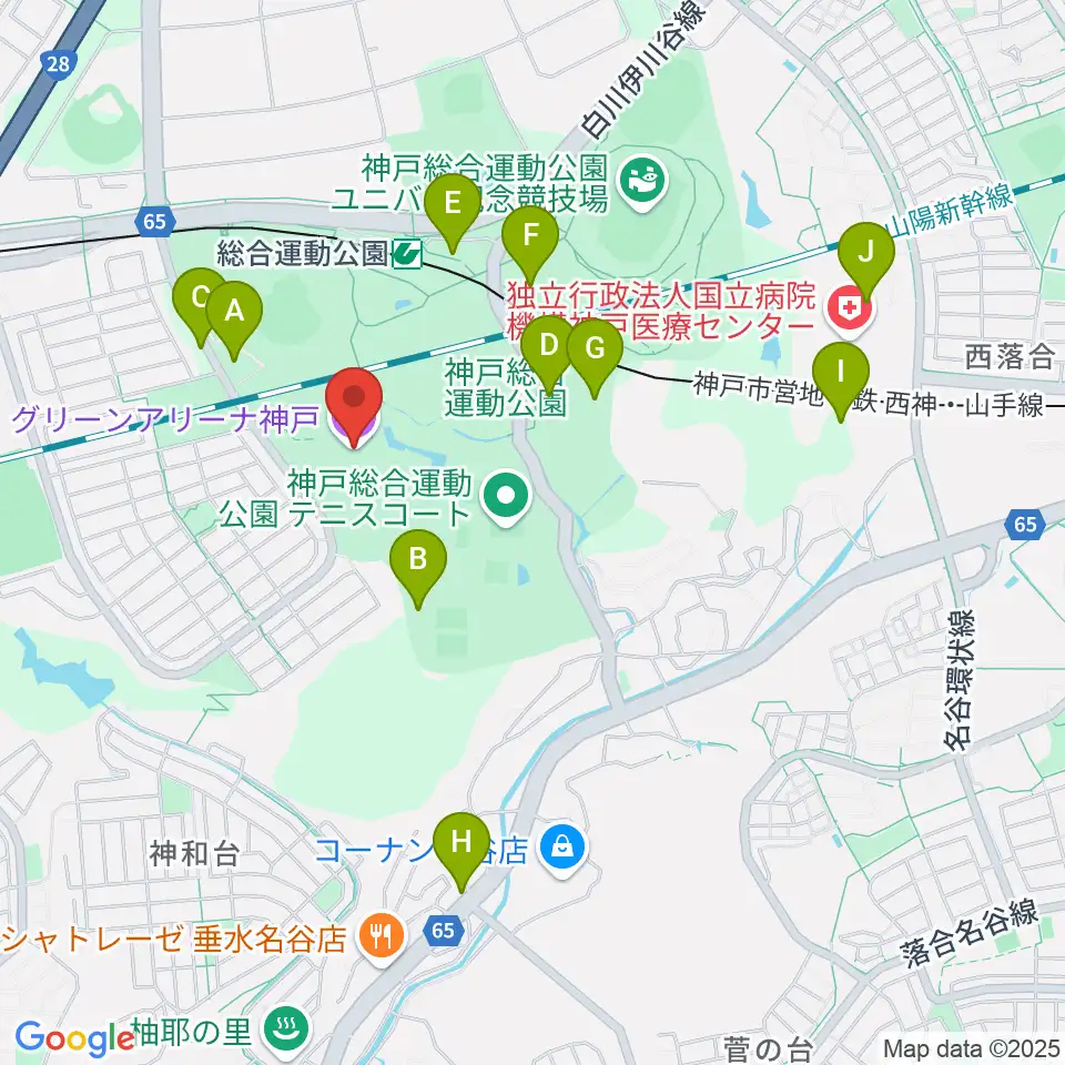 グリーンアリーナ神戸周辺の駐車場・コインパーキング一覧地図