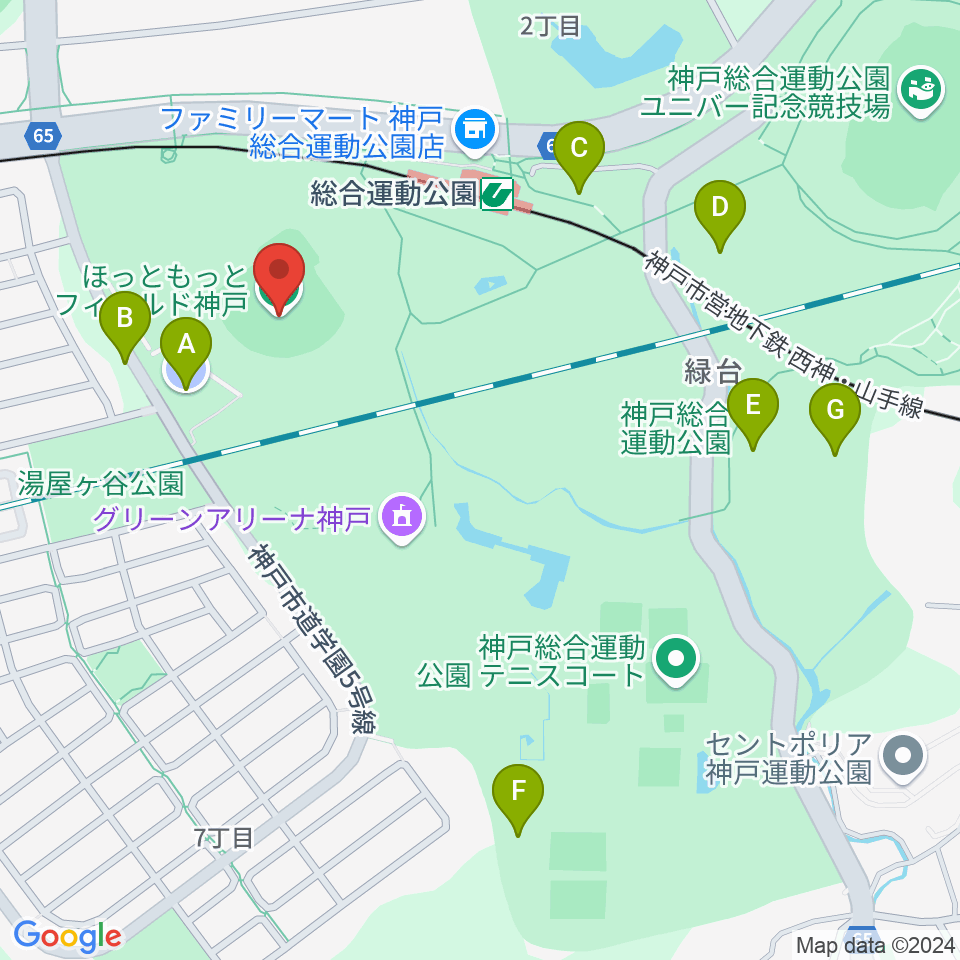 ほっともっとフィールド神戸周辺の駐車場・コインパーキング一覧地図