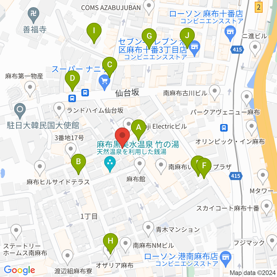 TOKYO麻布ミュージックセンター周辺の駐車場・コインパーキング一覧地図