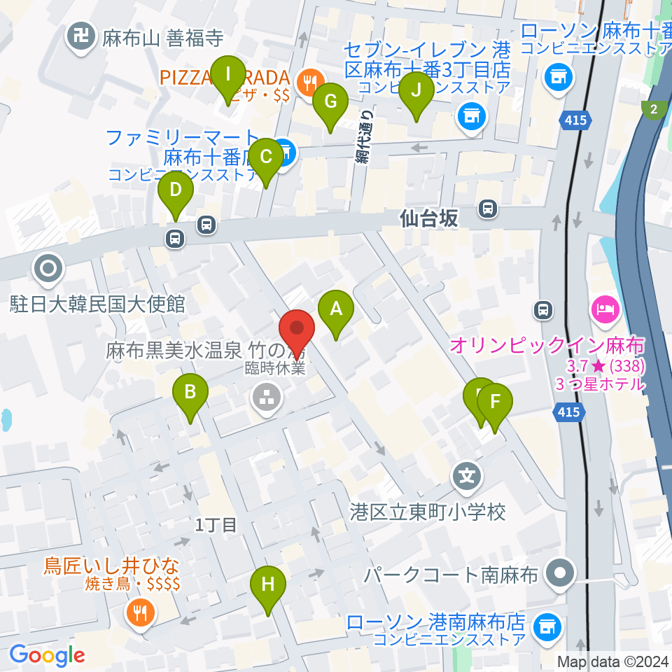 TOKYO麻布ミュージックセンター周辺の駐車場・コインパーキング一覧地図