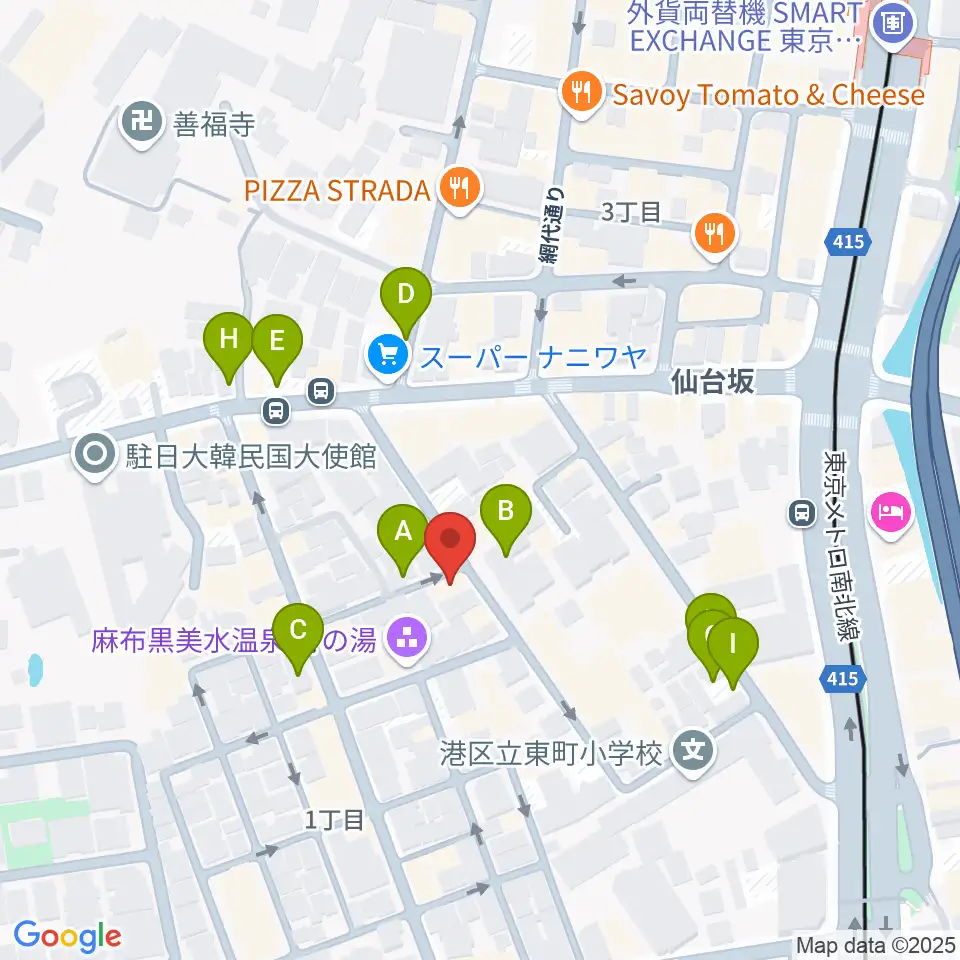 TOKYO麻布ミュージックセンター周辺の駐車場・コインパーキング一覧地図