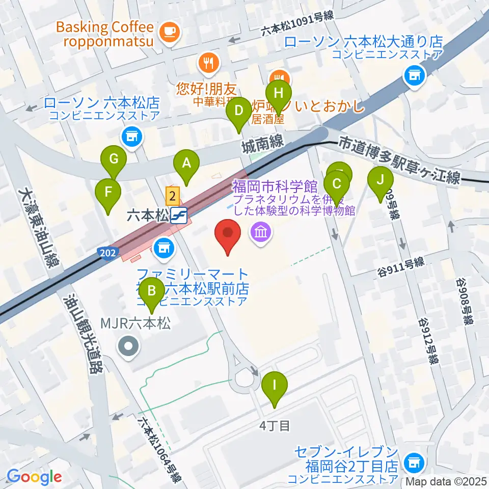 福岡市科学館周辺の駐車場・コインパーキング一覧地図