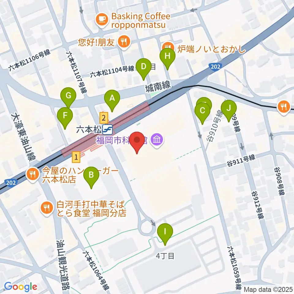福岡市科学館周辺の駐車場・コインパーキング一覧地図