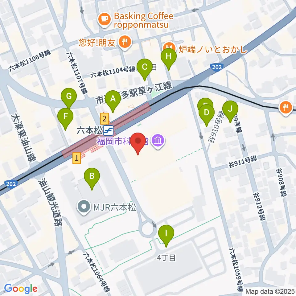 福岡市科学館周辺の駐車場・コインパーキング一覧地図