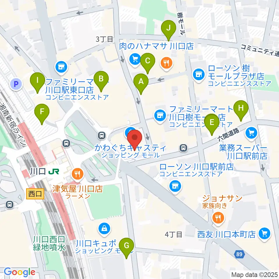 島村楽器 かわぐちキャスティ店周辺の駐車場・コインパーキング一覧地図