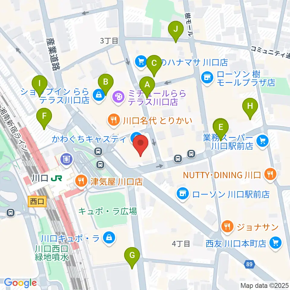 島村楽器 かわぐちキャスティ店周辺の駐車場・コインパーキング一覧地図