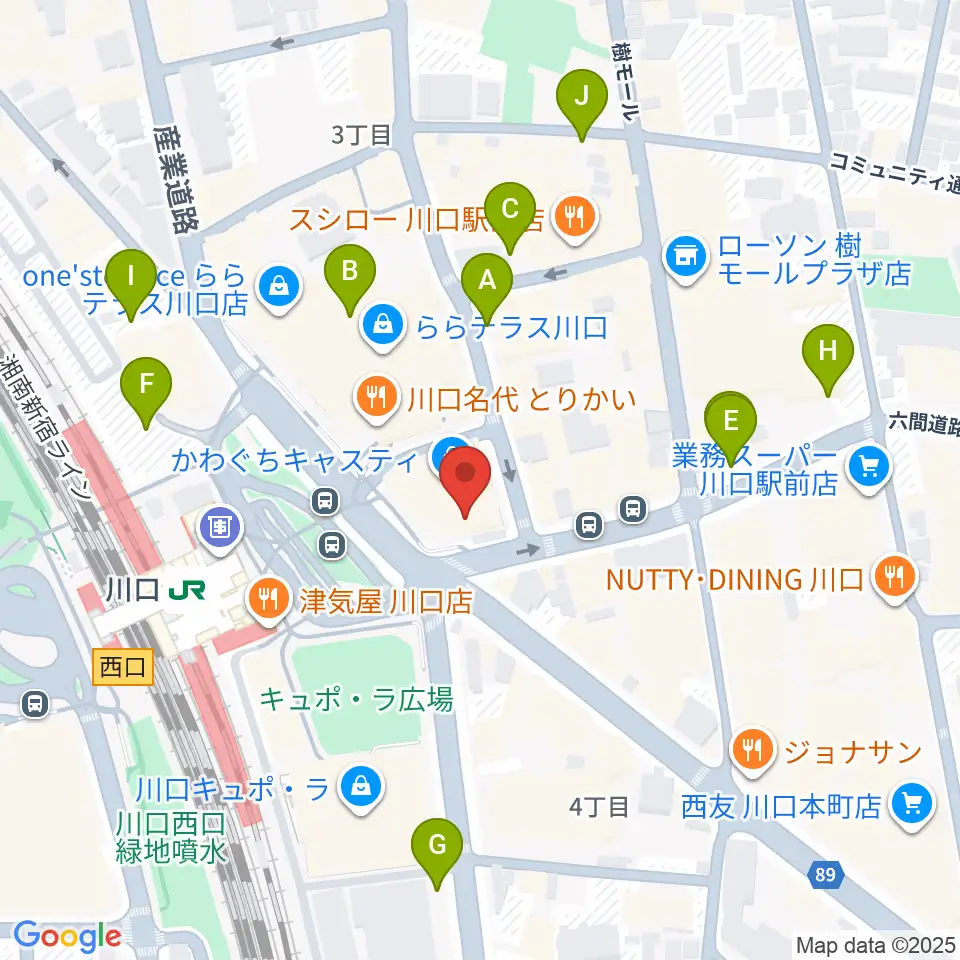 島村楽器 かわぐちキャスティ店周辺の駐車場・コインパーキング一覧地図