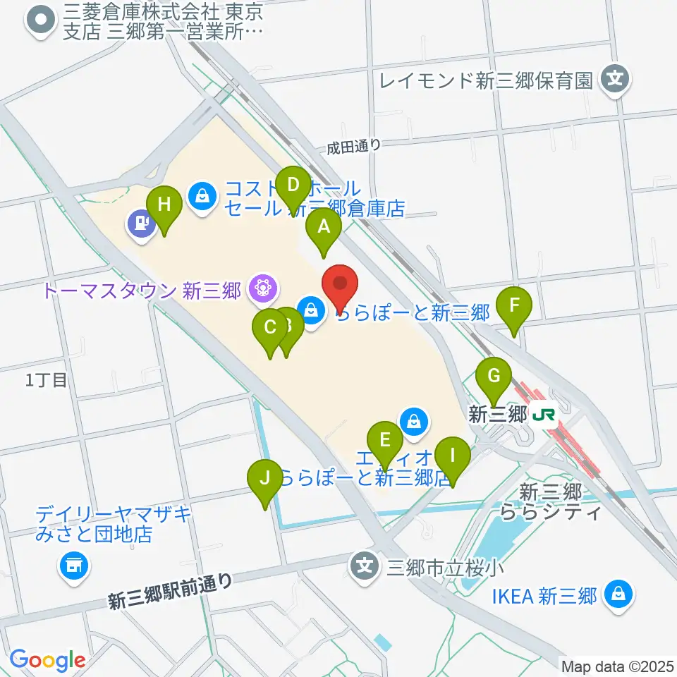 島村楽器 ららぽーと新三郷店周辺の駐車場・コインパーキング一覧地図