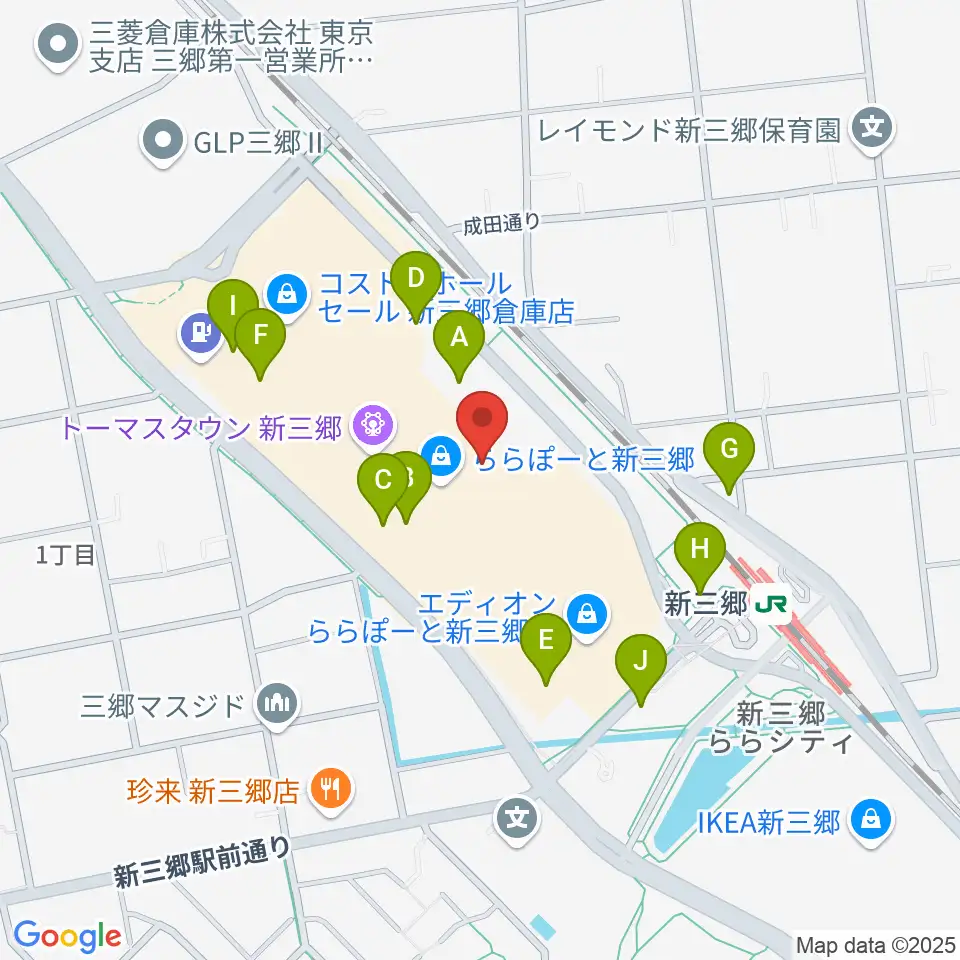島村楽器 ららぽーと新三郷店周辺の駐車場・コインパーキング一覧地図