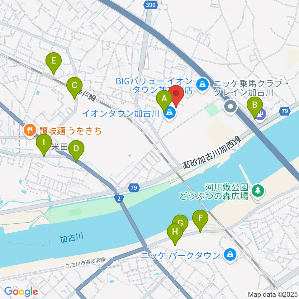 森岡楽器 加古川店ウィンズサテライト周辺の駐車場・コインパーキング一覧地図
